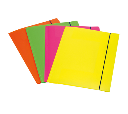 Cartellina 3 lembi Shocking File - con elastico - 25,5 x 35,5 cm - colori fluo assortiti - Fellowes 1028001
