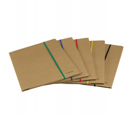 Cartellina con elastico - cartoncino FSC - 3 lembi - elastico colorato piatto da 5 mm - 25 x 35 cm - avana - Starline 1405