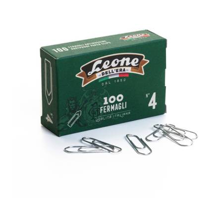 Fermagli zincati - lunghezza 3,2 cm - n. 4 - scatola 100 pezzi - conf. 10 pezzi - Leone dell'era - FZ4 - 8007979000408 - DMwebShop