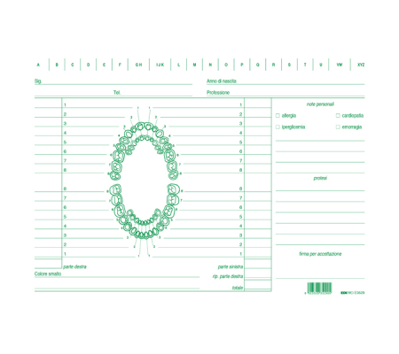 Schede in cartoncino per dentisti - 17 x 24 cm - verde - conf. 100 pezzi - Edipro E3529