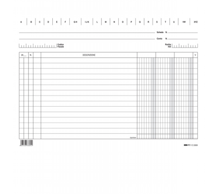 Schede in cartoncino 3 colonne - 17 x 24 cm - orizzontale - conf. 100 pezzi - Edipro E3369BL