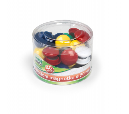 Bottoni magnetici tondi - Ø 20 mm - colori assortiti - barattolo da 40 pezzi - Lebez - 2140 - 8007509037362 - DMwebShop