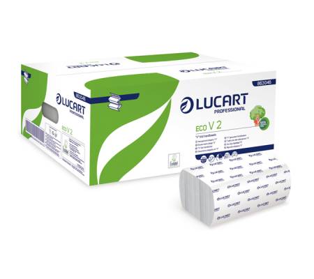 Asciugamani piegati a V Eco - 2 veli - goffratura corda - 21 x 21 cm - 19,5 gr - bianco - conf. 20 pezzi da 190 - Lucart - 863046 - 8005892415033 - DMwebShop