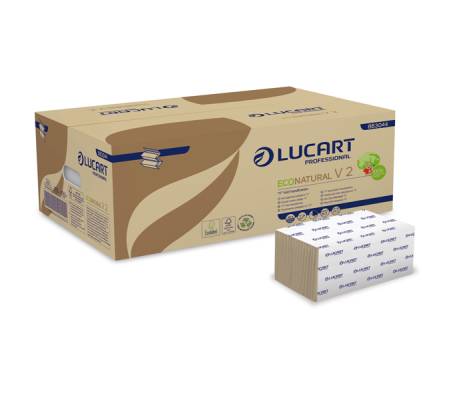 Asciugamani piegati a V EcoNatural - 2 veli - 19,5 gr - goffratura corda - 21 x 21 cm - avana - conf. 20 pezzi da 190 - Lucart - 863044 - 8005892414883 - DMwebShop