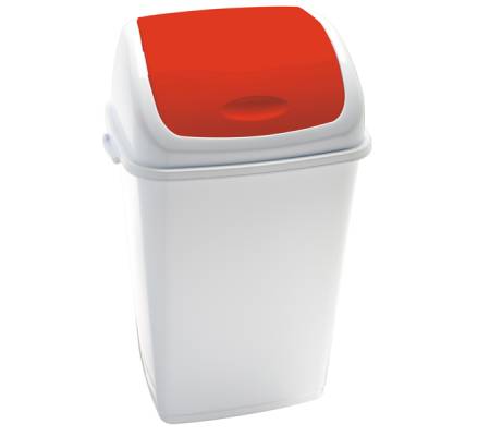 Pattumiera con coperchio basculante Rif 44x33x68 cm 50 lt bianco rosso Medial 909057 - 719