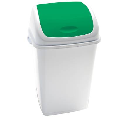 Pattumiera con coperchio basculante Rif 44x33x68 cm 50 lt bianco verde Medial 909058 - 722