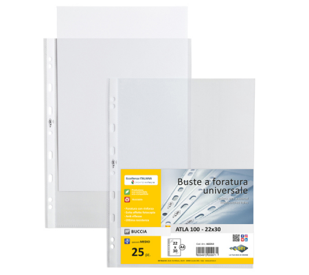 Buste forate Atla - medium buccia - 22 x 30 cm - trasparente - conf. 25 pezzi - Sei Rota 662210