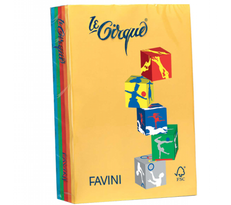 Carta Le Cirque - A4 - 80 gr - mix 5 colori intensi - conf. 500 fogli - Favini A71X514