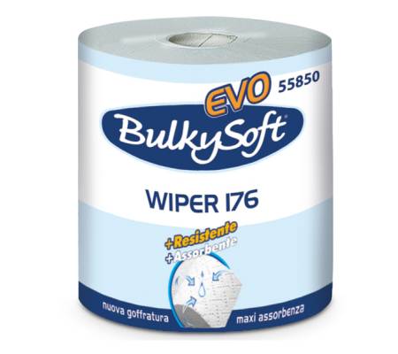 Bobina asciugatutto Classic - 2 veli - 26 cm x 176 mt - Ø 26 cm - 18 gr - microgoffrata - bianco - conf. 2 pezzi - Bulkysoft - 55850 - 8018426558502 - DMwebShop