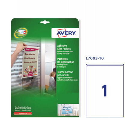 Tasche adesive L7083 - 21 x 29,7 cm - permanente - A4 - trasparente - conf. 10 pezzi - Avery - L7083-10 - 4004182048481 - DMwebShop