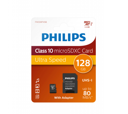 Micro SDXC Card - 128 Gb - classe 10 - adattatore incluso - Philips - PHMSDMA128GBXCCL10 - DMwebShop