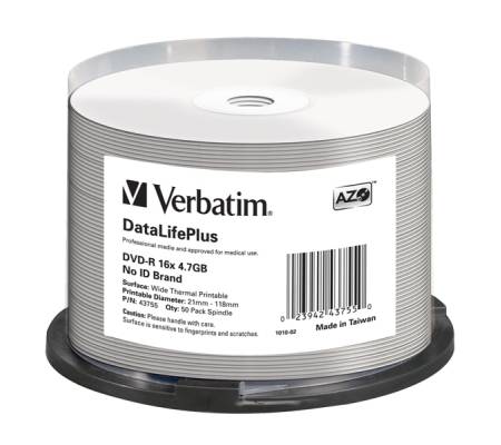 Scatola 50 DVD-R - stampabile - 4,7 Gb - Verbatim - 43755 - 23942437550 - DMwebShop