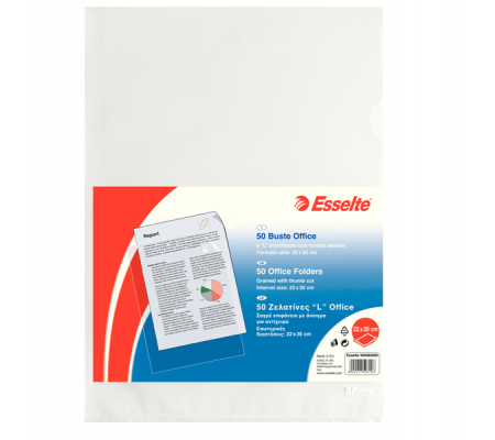 Cartelline a L Office PPL buccia - 22 x 30 cm - trasparente - conf. 50 pezzi - Esselte 395082000