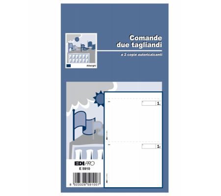 Blocco comande a 2 tagliandi - 25-25 fogli autoricalcanti - 17 x 9,9 cm - Edipro E5910