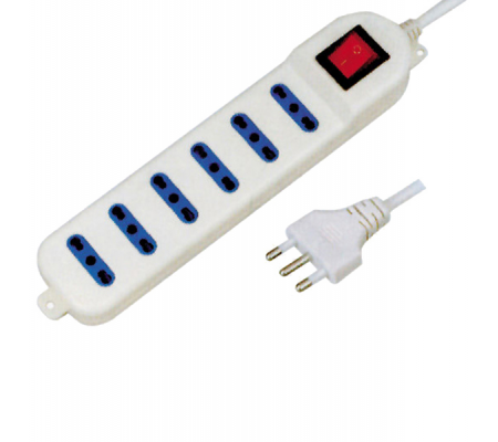 Presa multipla con interruttore - 6 prese bipasso 2P+T - cavo da 1,5 mt - MKC - Melchioni 492518041