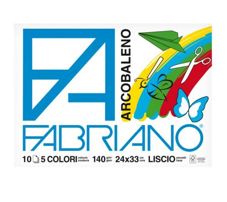 Album Arcobaleno - 24 x 33 cm - 10 fogli - 140 gr - 5 colori - conf. 10 pezzi - Fabriano - 44312433 - 8001348149064 - DMwebShop