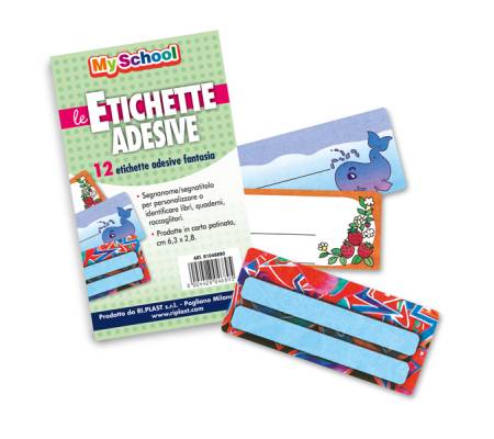 Etichetta adesiva segnanome - 6,3 x 8 cm - fantasie assortite - busta 12 pezzi - Colorosa - 61046890 - 8004428046895 - DMwebShop