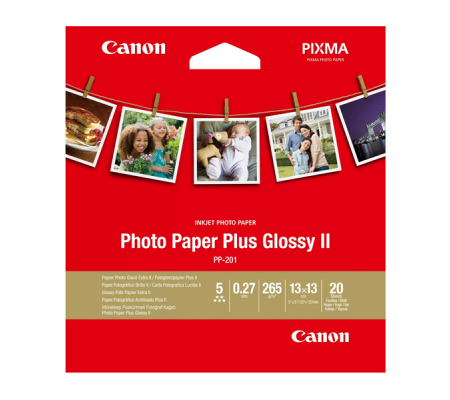 Carta fotografica Plus Glossy II PP-201 - 5 x 5'' - 20 Fogli - Canon - 2311B060 - DMwebShop