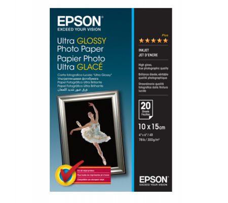 Carta Fotografica Ultra Glossy Photo Paper - 10 x 15 cm - 20 Fogli - Epson C13S041926
