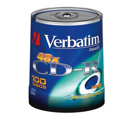 Scatola 100 CD-R DataLife Plus Extra Protection - 1X-52X - serigrafato - 700Mb - Verbatim - 43411 - 23942434115 - DMwebShop