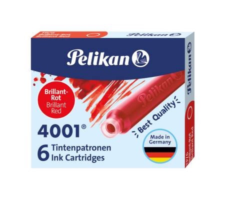 Cartucce inchiostro 4001 TP/6 - lunghezza 39 mm - rosso - conf. 6 pezzi - Pelikan - 400142567 - 4012700301192 - DMwebShop