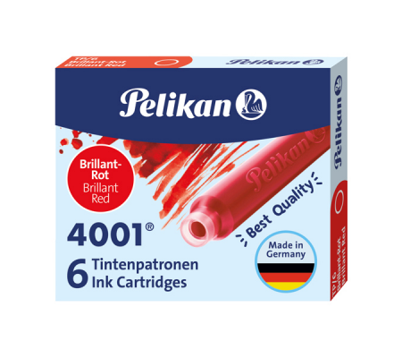 Cartucce inchiostro 4001 (TP/6) - lunghezza 39 mm - rosso - conf. 6 pezzi - Pelikan 301192