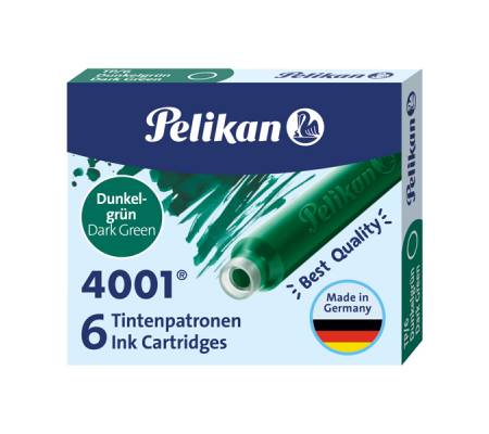 Cartucce inchiostro 4001 TP/6 - lunghezza 39 mm - verde scuro - conf. 6 pezzi - Pelikan - 400142563 - 4012700300089 - DMwebShop