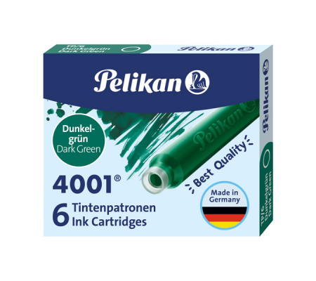 Cartucce inchiostro 4001 (TP/6) - lunghezza 39 mm - verde scuro - conf. 6 pezzi - Pelikan 300087