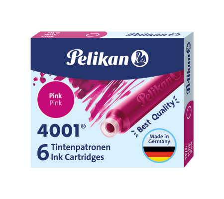 Cartucce inchiostro 4001 (TP/6) - lunghezza 39 mm - rosa - conf. 6 pezzi - Pelikan 321075