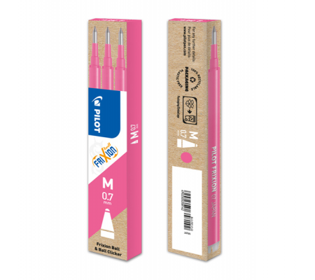 Refill a sfera Frixionball - punta 0,7 mm - rosa - conf. 3 pezzi - Pilot 006648