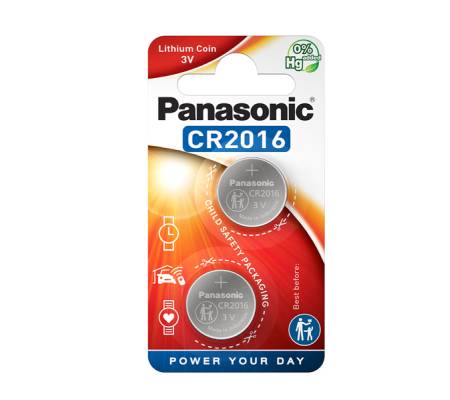 Micropile CR2016 - 3 V - a pastiglia - litio - blister 2 pezzi - Panasonic - C302016 - 5025232060665 - DMwebShop