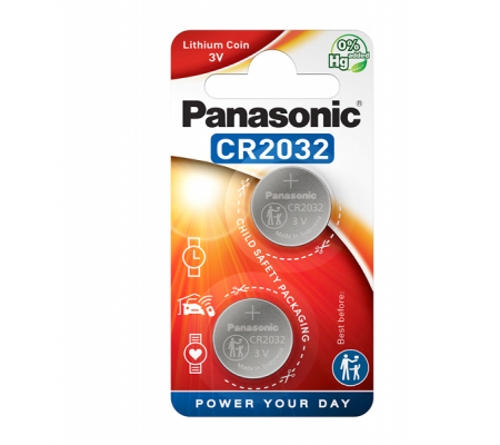 Micropile CR2032 - 3 V - a pastiglia - litio - blister 2 pezzi - Panasonic - C302032 - 5025232060689 - DMwebShop