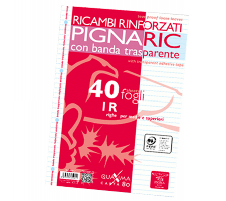 Ricambi forati rinforzati - A4 - 1 rigo - 40 fogli - 80 gr - Pigna - 02194591R - 8005235059412 - DMwebShop