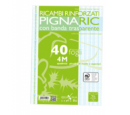 Ricambi forati rinforzati - A4 - quadretto 4 mm - 40 fogli - 80 gr - Pigna - 02194594M - 8005235059436 - DMwebShop
