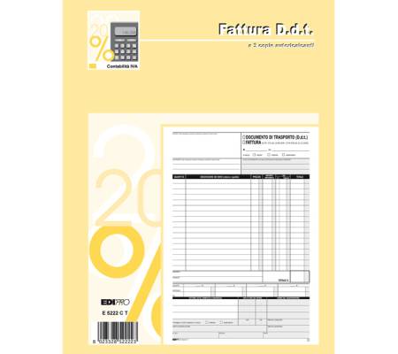 Blocco DDT-fattura - 3 copie autoricalcanti - 29,7 x 22 cm - 33 fogli - Edipro - E5222CT - 8023328522223 - DMwebShop