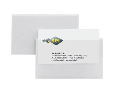 Portabiglietti da visita Eticard T autoadesivi PVC - 5,5 x 9 cm - trasparente - conf. 10 pezzi - Sei Rota - 318103 - 8004972001333 - DMwebShop