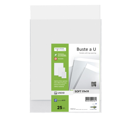Buste a sacco Soft - PPL - 23 x 33 cm - liscio - trasparente - conf. 25 pezzi - Sei Rota 652333