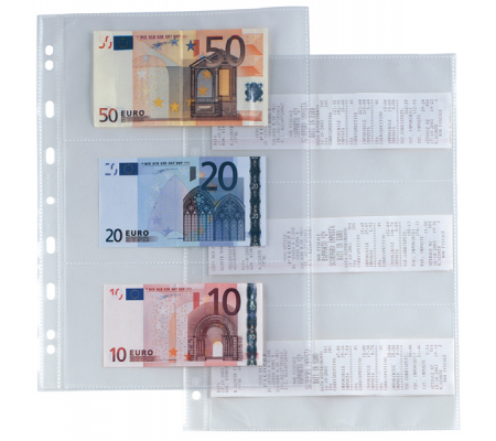 Buste forate Atla Porta Banconote e Scontrini 6 spazi PPL - 21 x 29,7 cm - trasparente - conf. 10 pezzi - Sei Rota 662217