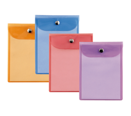 Busta con bottone Press 4 Color - PVC - 12 x 15,5 cm - colori assortiti - conf. 40 pezzi - Sei Rota - 42121599 - 8004972015149 - DMwebShop