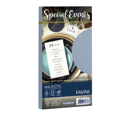 Busta Special Events metal argento - 110 x 220 mm - 120 gr - conf. 10 buste - Favini - A57U154 - 8007057747676 - DMwebShop