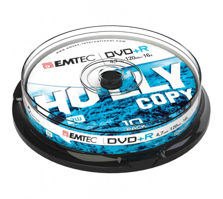 Campana DVD+R registrabile 4,7 Gb 16x spindle - conf. 10 pezzi - Emtec - ECOVPR471016CB - 3126170114778 - DMwebShop
