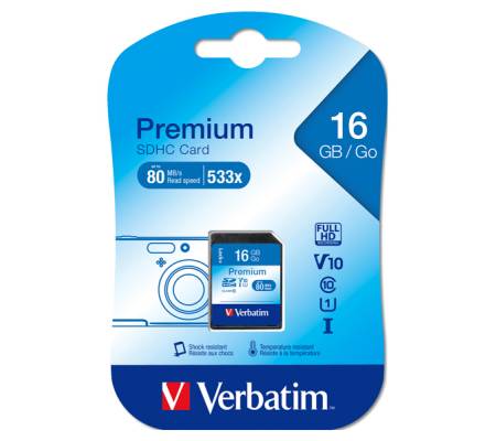 Scheda SDHC Classe 10 - 16 Gb - Verbatim - 43962 - 23942439622 - DMwebShop
