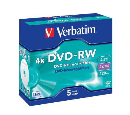 Scatola 5 DVD-RW - Jewel Case - serigrafato - 4,7 Gb - Verbatim - 43285 - 23942432852 - DMwebShop