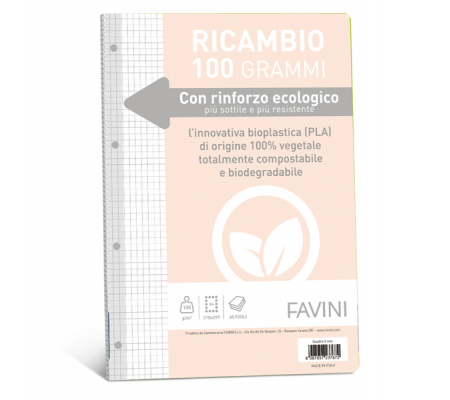 Ricambi con rinforzo ecologico - A4 - 100 gr - 40 fogli - 5 mm - Favini - A475404 - 8007057237672 - DMwebShop