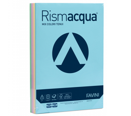 Carta Rismacqua - A4 - 90 gr - mix 5 colori - conf. 300 fogli - Favini - A66X324 - 8007057609646 - DMwebShop