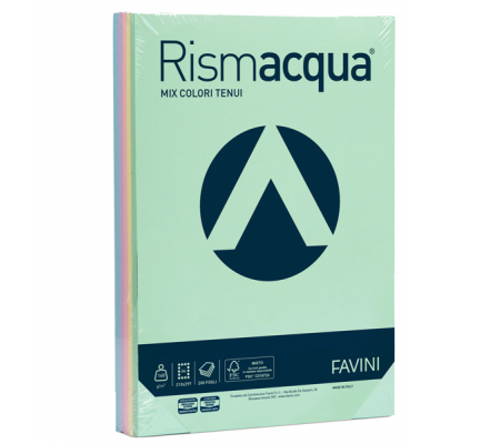 Carta Rismacqua - A4 - 140 gr - mix 5 colori - conf. 200 fogli - Favini - A65X224 - 8007057621440 - DMwebShop