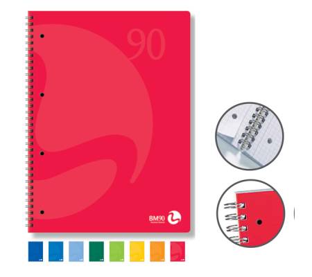 Quaderno Colors - A5 - quadretto 4 mm - 60 fogli - 90 gr - 4 fori microperforato - spiralato - conf. 5 pezzi - BM - 0105338 - 71198A - DMwebShop