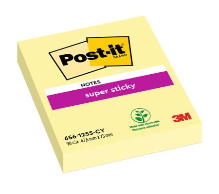 Blocco foglietti Super Sticky - giallo Canary - 47,6 x 76 mm - 90 fogli - conf. 12 pezzi - Post-it - 7100290169 - 4064035065768 - DMwebShop