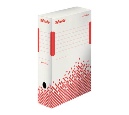 Scatola archivio Speedbox - dorso 10 cm - 35 x 25 cm - bianco e rosso - conf. 25 pezzi - Esselte - 623908 - 4049793025988 - DMwebShop