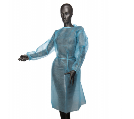 Camice di protezione visitatore monouso - PP - 25 gr - taglia unica - blu - No Brand - 0035.1 - DMwebShop